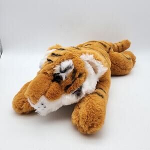 FAO Schwarz Tiger Cub Plush 13" Soft Fur Lays Flat Floppy Beanie Stuffed Animal